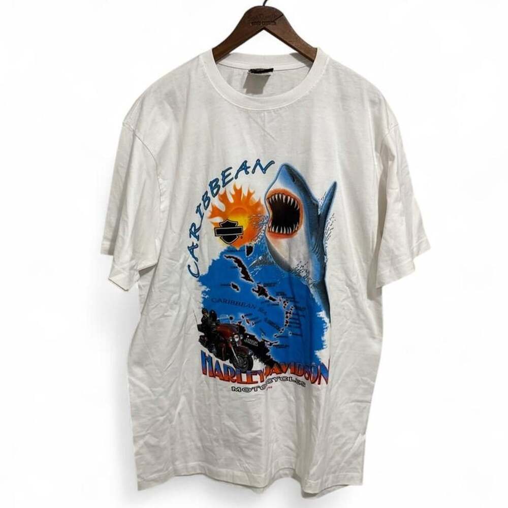 Harley-Davidson Caribbean St. Maarten T-Shirt Size XL White Cotton